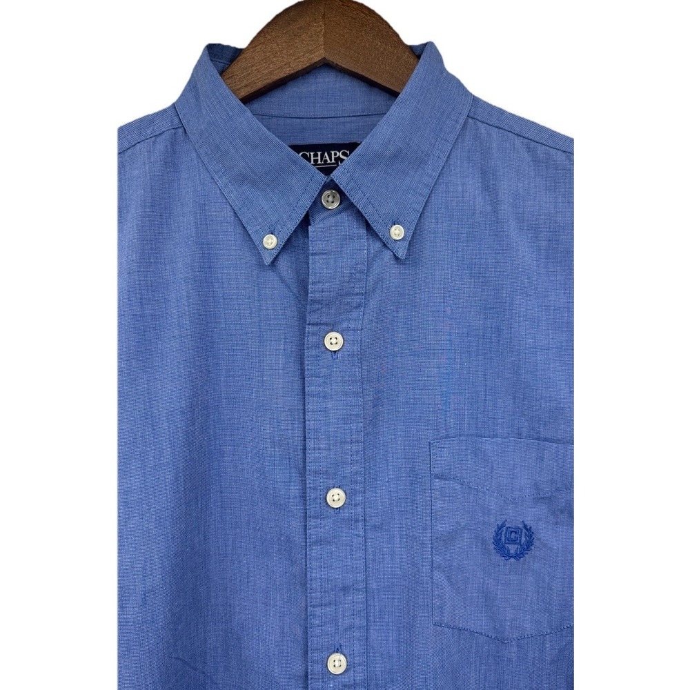 Chaps Mens Medium Blue Button Down Shirt Easy Care Cotton Blend NWT Classic Fit